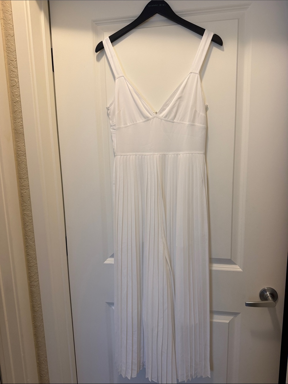 Vince White Pleated Sleeveless Slip Dress